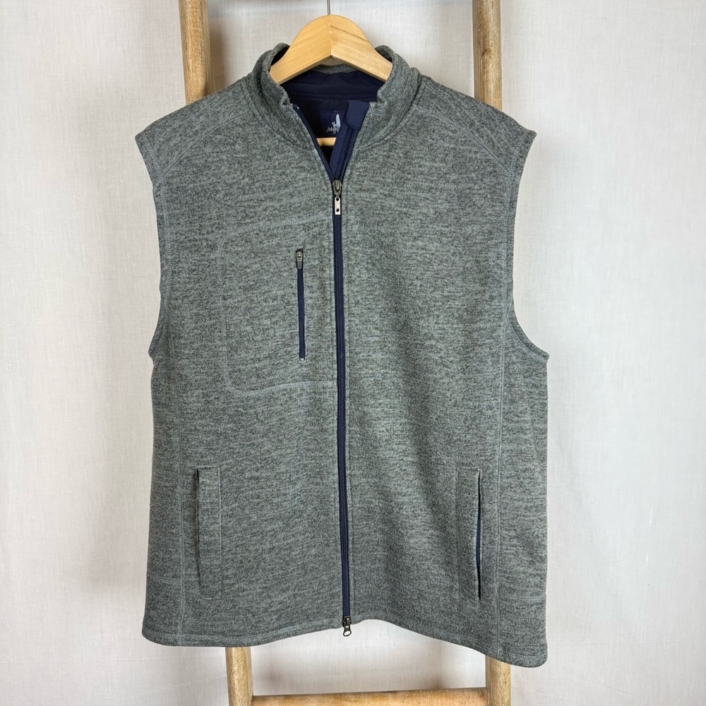 Johnnie-O Men's Performance Fleece Vest Full Zip Gray Heather Large Golf Preppy